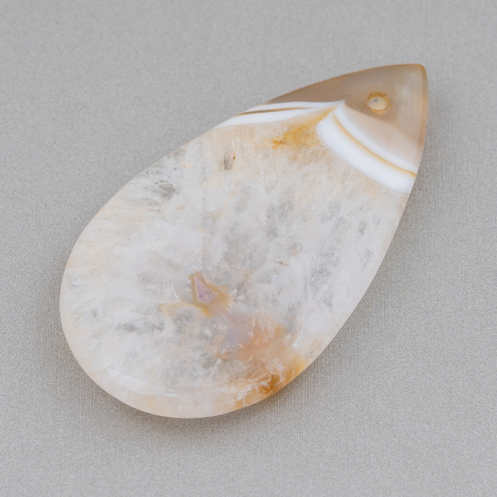 Pendentif Goutte Composant 32x56mm 2pcs Agate Marron Rayée