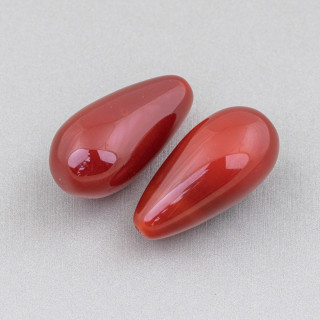 Briolette Goutte Pendentif Composant 16x30mm 4pcs Agate Rouge