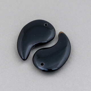 Comma Drop Pendentif Composant 20x30mm 6pcs Agate Noire