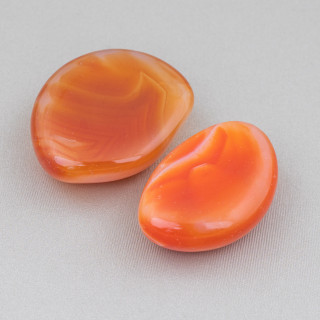 Composant Pierres Roulées Sans Trou 26-50mm 2pcs Agate Rouge Orange