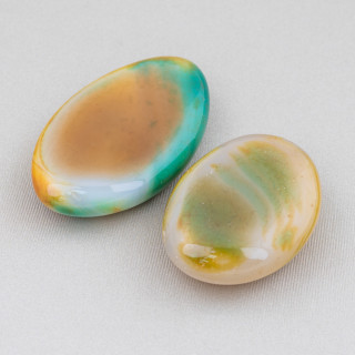 Componente de piedras caídas sin agujero 26-50 mm 2 piezas de ágata verde estriada