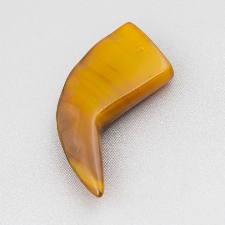 Componente Pendente Cornetto 24x52mm 2pz Agata Gialla
