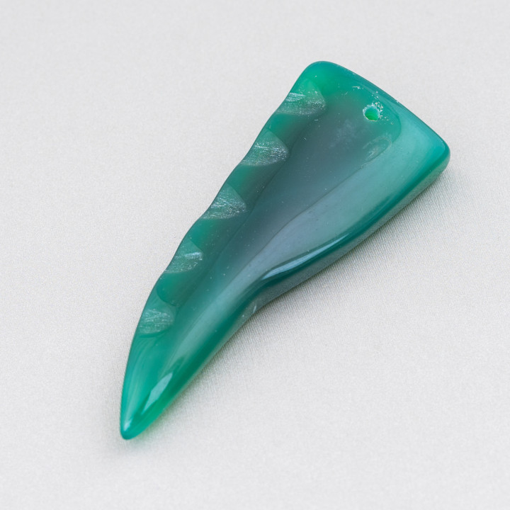 Cornetto Pendant Component 24x65mm 2pcs Green Agate