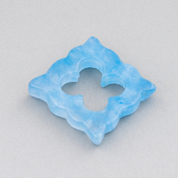 Composant Pendentif Cornetto 33mm Sans Trou 2pcs Quartz Céleste