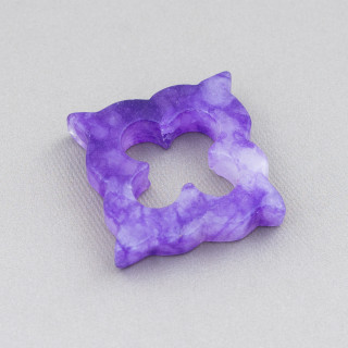 Horn Pendant Component 33mm Without Hole 2pcs Purple Quartz