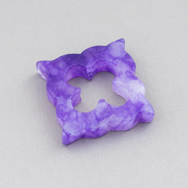 Horn Pendant Component 33mm Without Hole 2pcs Purple Quartz