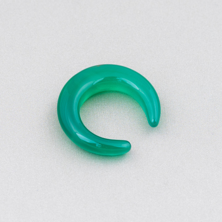 Crescent Moon Pendant Component Without Hole 25-28mm 2pcs Green Agate