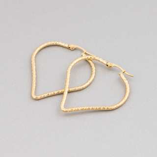 Fantasy Steel Ohrringe 37x44mm 5 Paar Golden