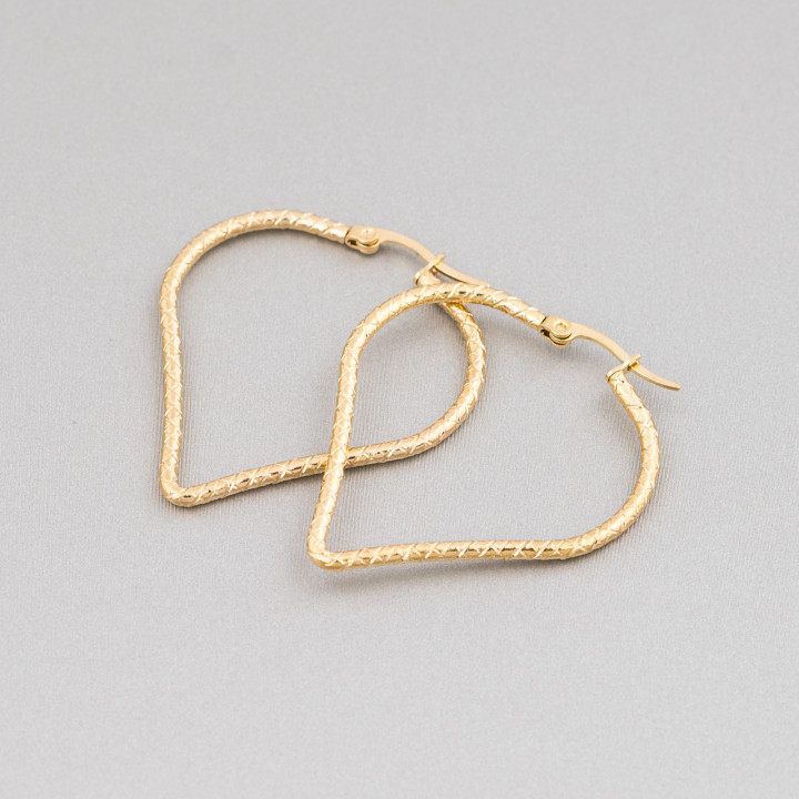 Fantasy Steel Earrings 37x44mm 5 Pairs Golden