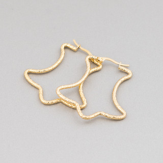 Boucles d'Oreilles Acier Fantaisie 40x38mm 5 Paires Doré