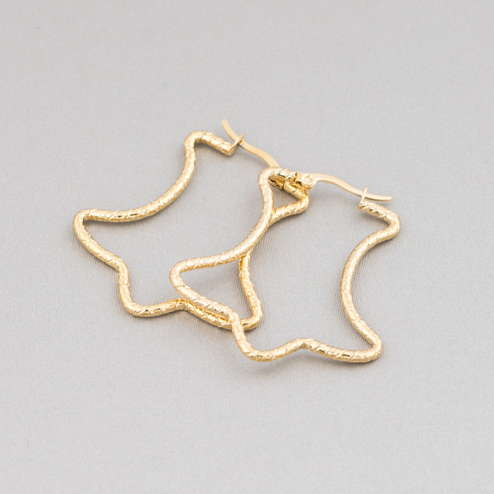 Fantasy Steel Earrings 40x38mm 5 Pairs Golden