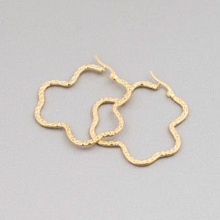 Fantasy Steel Earrings 45x42mm 5 Pairs Golden