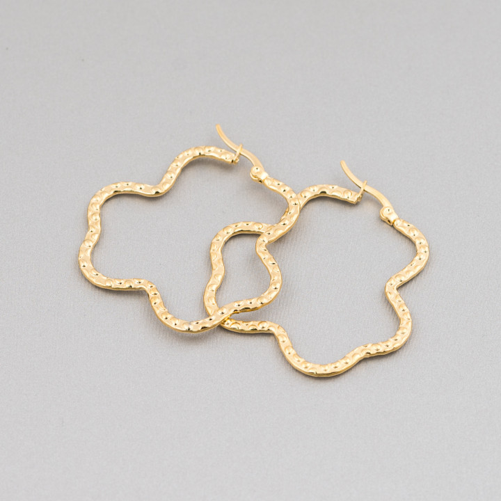 Fantasy Steel Earrings 45x42mm 5 Pairs Golden