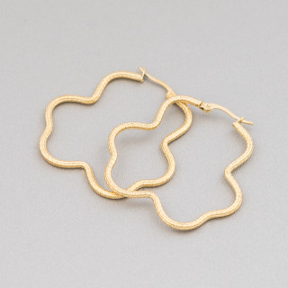 Boucles d'Oreilles Acier Fantaisie 45x42mm 5 Paires Doré MOD2