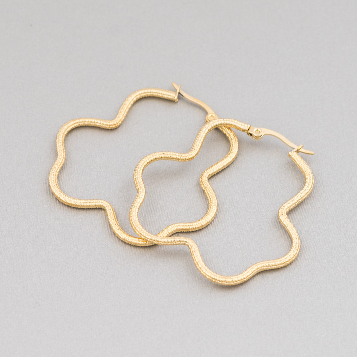 Fantasy Steel Earrings 45x42mm 5 Pairs Golden MOD2