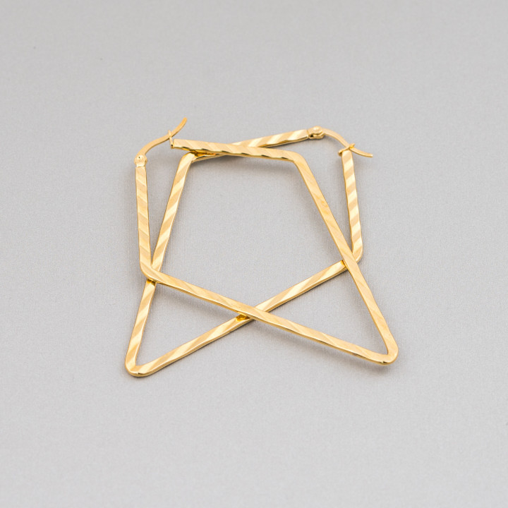 Fantasy Steel Earrings 54x80mm 4 Pairs Golden