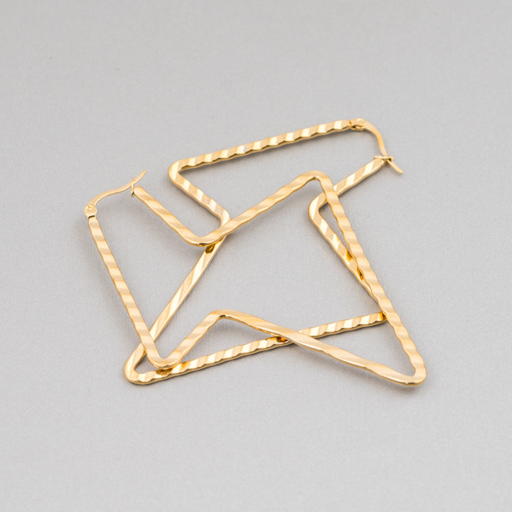 Fantasy Steel Earrings 64x85mm 4 Pairs Golden