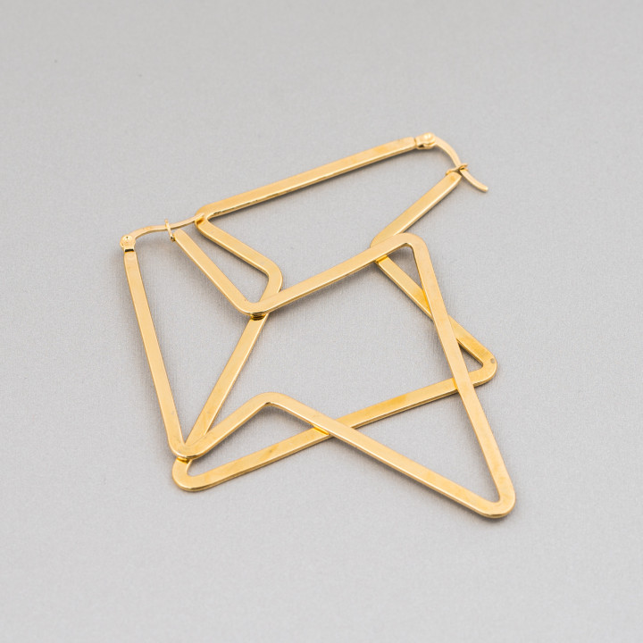 Boucles d'Oreilles Acier Fantaisie 64x85mm 4 Paires Lisse Doré