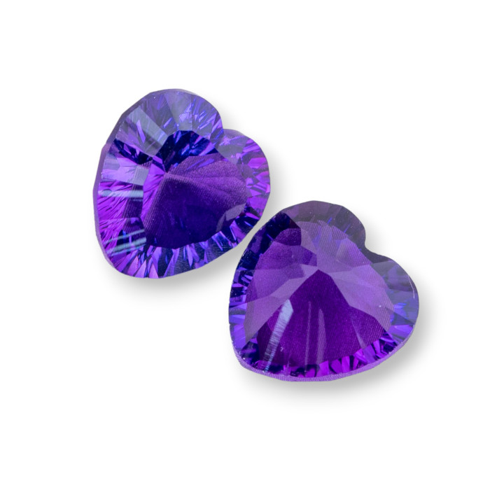 Cabochon Component Hydrothermal Stone Amethyst Heart 14mm Πάχος 08mm 2τμχ