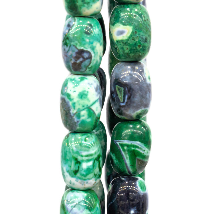 Striped Bicolor Agate Barrel 13x18mm Schwarz und Grün