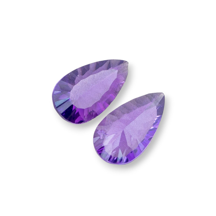 Cabochon Component Hydrothermal Stone Amethyst Drop 8x15mm Thickness 04mm 6pcs