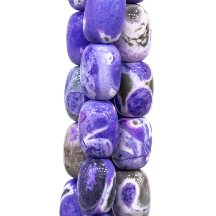 Agate Bicolore Rayée 13x18mm Corps Noir et Violet