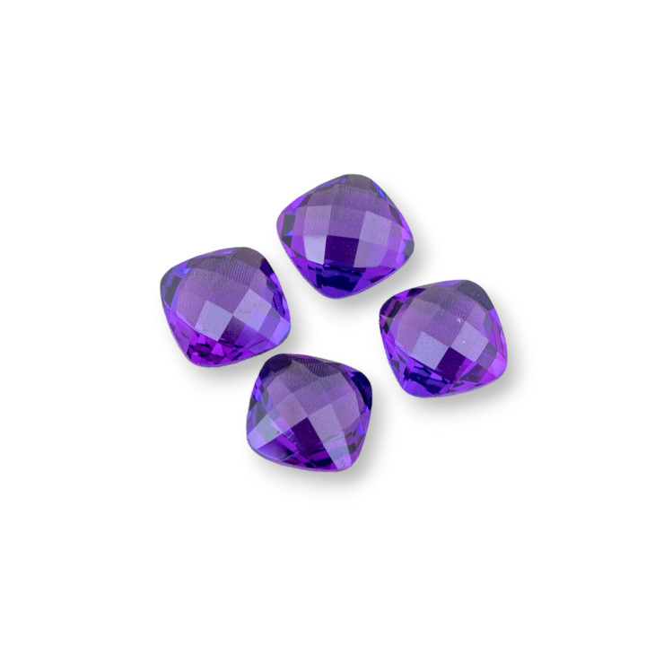 Componente de cabujón de piedra hidrotermal de amatista cuadrada de 8 mm 6 piezas