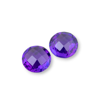 Round Amethyst Hydrothermal Stone Cabochon Component 08mm 8pcs