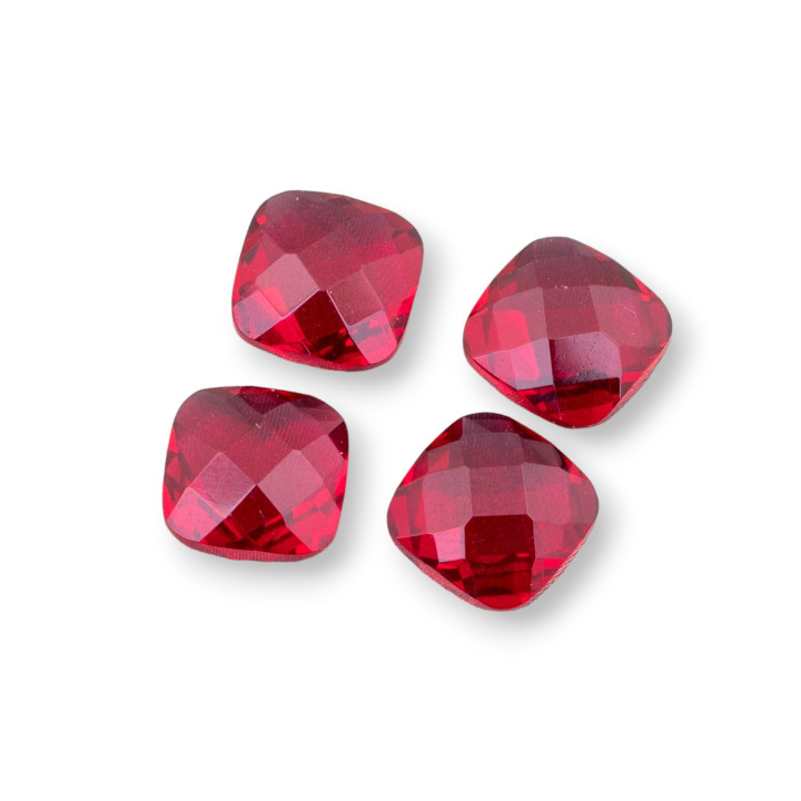 Componente Cabochon Pietra Idrotermale Ruby Quadrato  8mm 6pz
