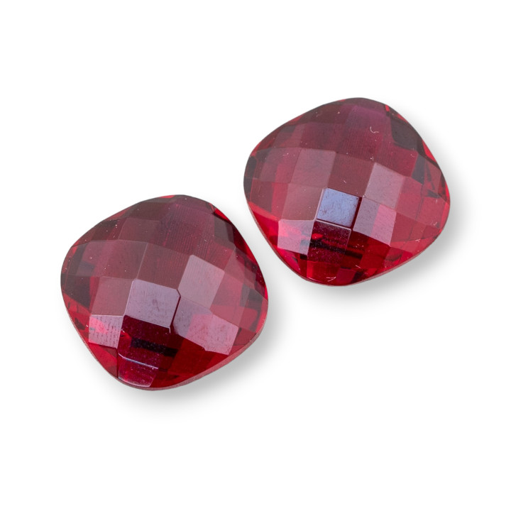 Componente Cabujón Piedra Hidrotermal Rubí Cuadrado 14mm 2uds