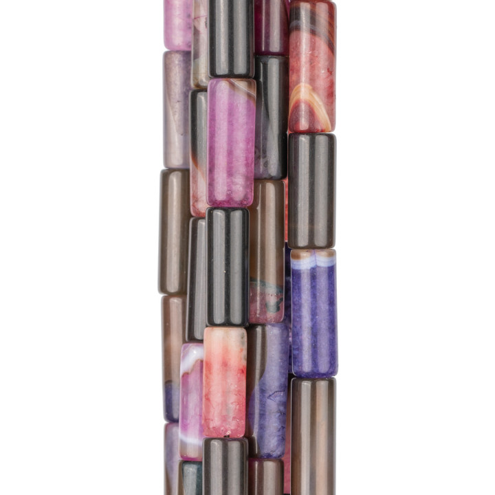 Gestreifter zweifarbiger Achat Zylinder 8x20mm Violett MIX2