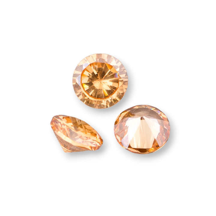 Brilliant Cut Zircon Cabochon Component 10x6mm 5pcs Champagne