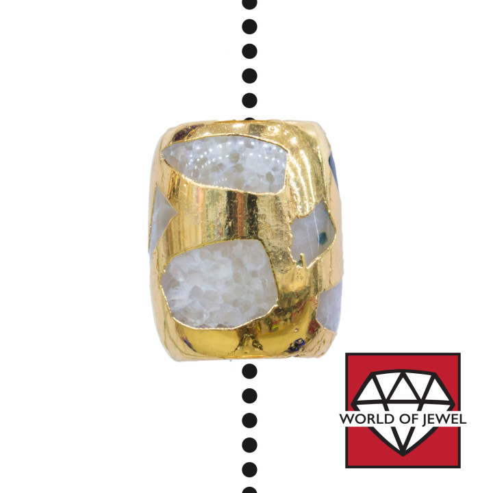 Raw Striated Agate Gold Edge Barrel 18x22mm 9pcs Schwarz und Weiß