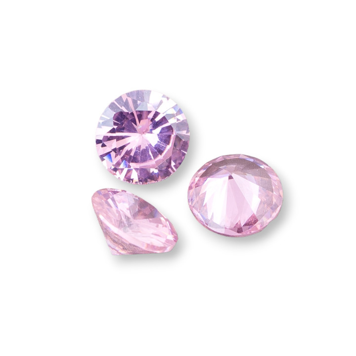 Componente Cabochon Zirconi Taglio Brillante 10x6mm 5pz Rosa