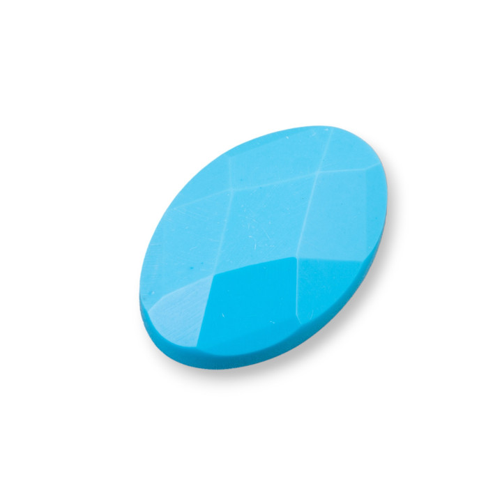 Large Oval Faceted Cabochon Component 20x30mm 1pc Turquoise Paste