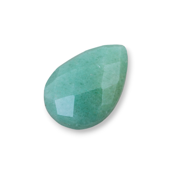 Cabochon Component Large Faceted Drop 20x30mm 1pc Green Aventurine