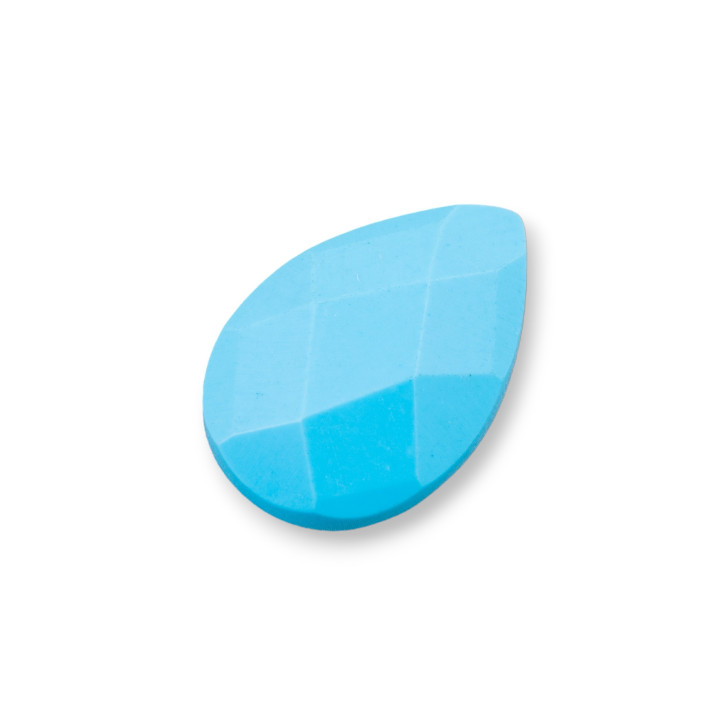 Componente Cabochon Grande Goccia Sfaccettata 20x30mm 1pz Pasta Di Turchese