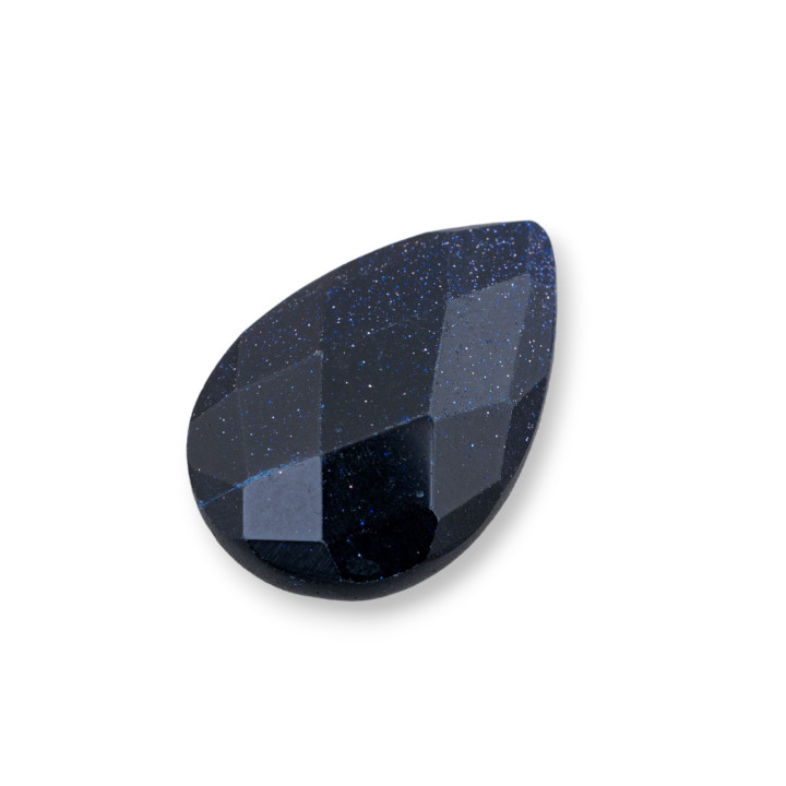 Composant Cabochon Grosse Goutte Facette 20x30mm 1pc Pierre de Soleil Bleue Synthétique