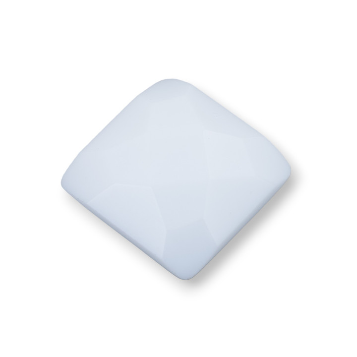 Componente Cabujón Grande Cuadrado Facetado 25mm 1pc Ágata Blanca