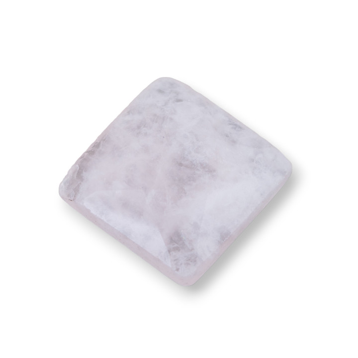 Komponenten-Cabochon, groß, quadratisch, facettiert, 25 mm, 1 Stück, Rosenquarz