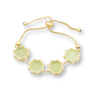 Bracelet Bronze Oeil de Chat 16mm Serti Taille Ajustable Up-Down Lime