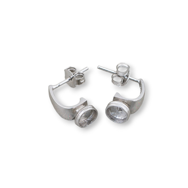 Boucles d'Oreilles Argent 925 Base Pin Avec Cuvette 6x14mm 4 Paires Rhodié