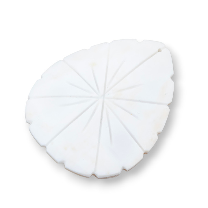 Cammeo Inciso A Mano Made In Italy Di Conchiglia Sardonica Goccia Con Un Foro 30-35x45-50mm 2pz