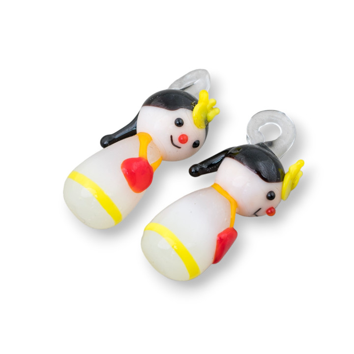 4 colgantes de cristal soplado de fantasía de 12 x 32 mm.