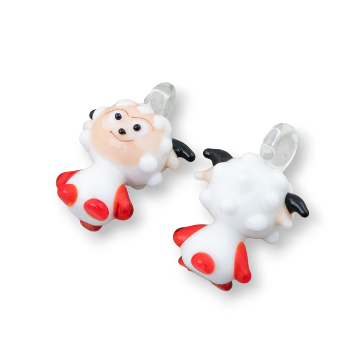 Pendentifs fantaisie en verre soufflé 4pcs 19x28mm