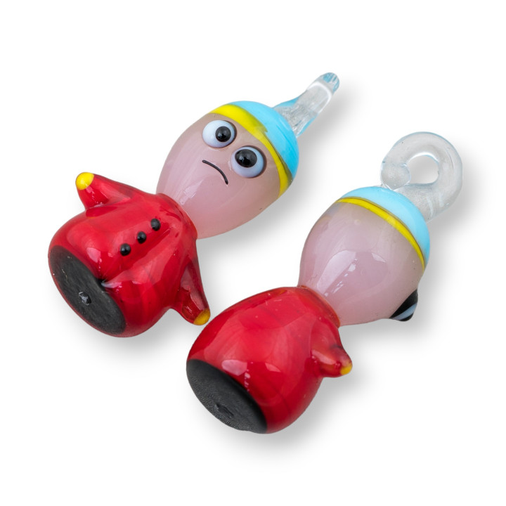 Fantasy Blown Glass Pendants 4pcs 19x36mm