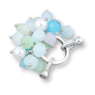 Fermoir en argent 925 avec zircons et perles de grappe 1pc