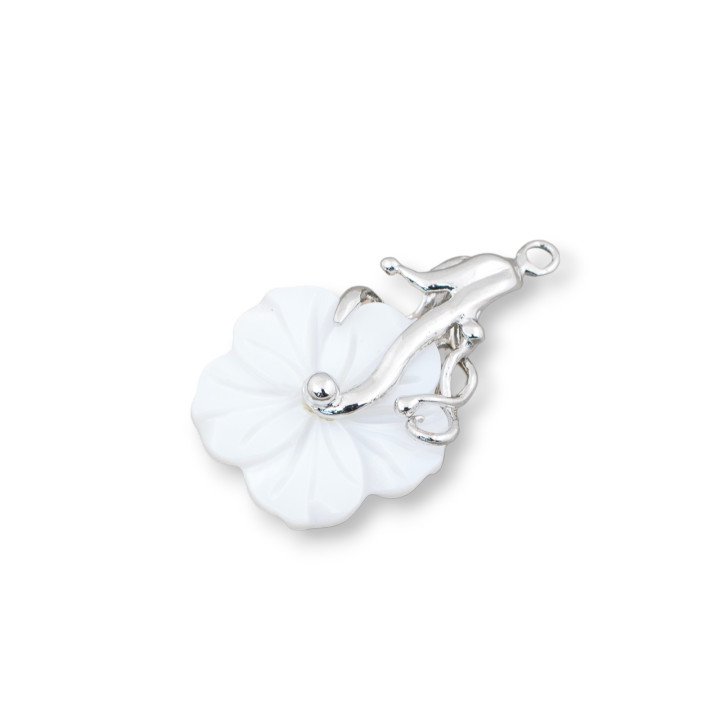 Componente Pendente Di Madreperla Bianco MOD61 20x33mm 2pz