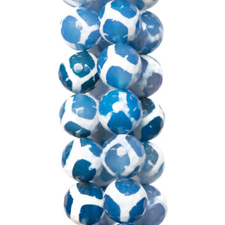 Agate Tibétaine Facette Losange Bleu 10mm