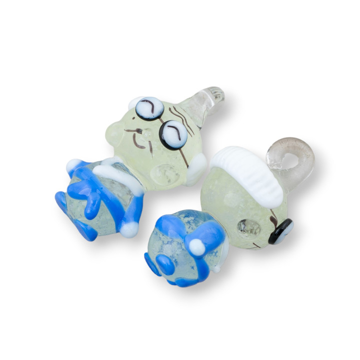 Pendentifs fantaisie en verre soufflé 4pcs 16x30mm MOD3